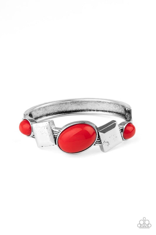 Paparazzi Accessories - Abstract Appeal - Red Hinged Bracelet - Bling by JessieK