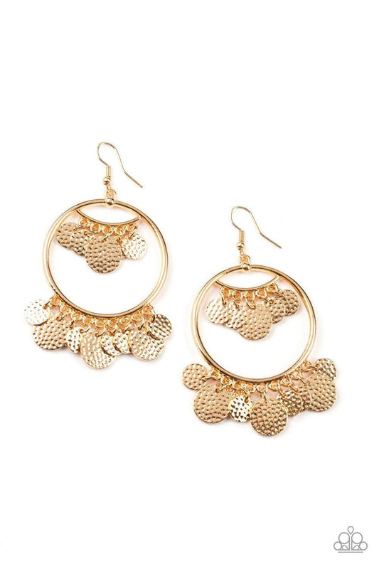 Paparazzi Accessories - All-chime High - Gold Earrings - Bling by JessieK