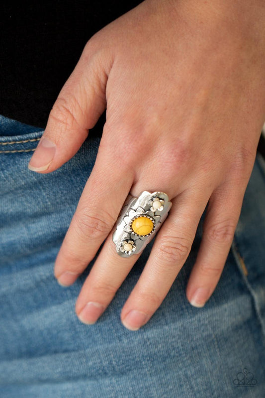 Paparazzi Accessories - Badlands Garden - Yellow Ring - Bling by JessieK