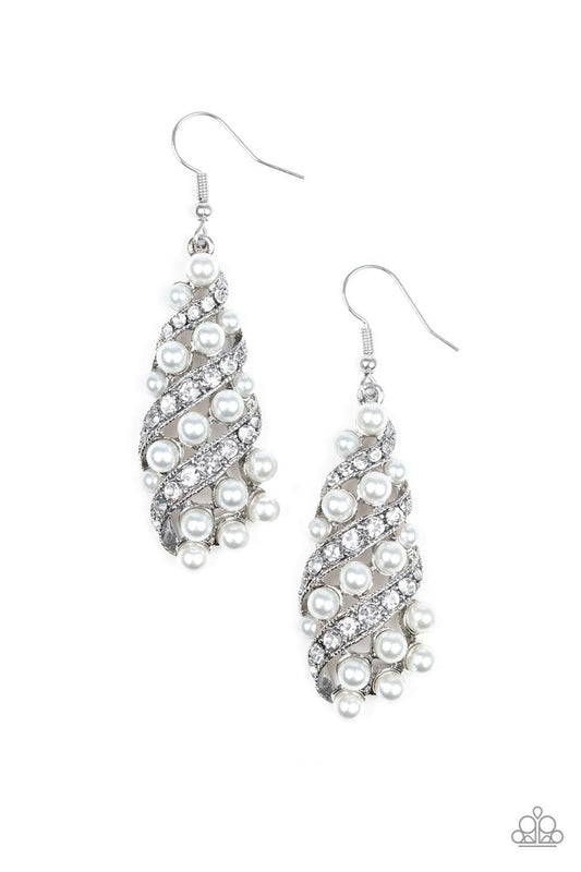 Paparazzi Accessories - Ballroom Waltz - White Earrings - Bling by JessieK