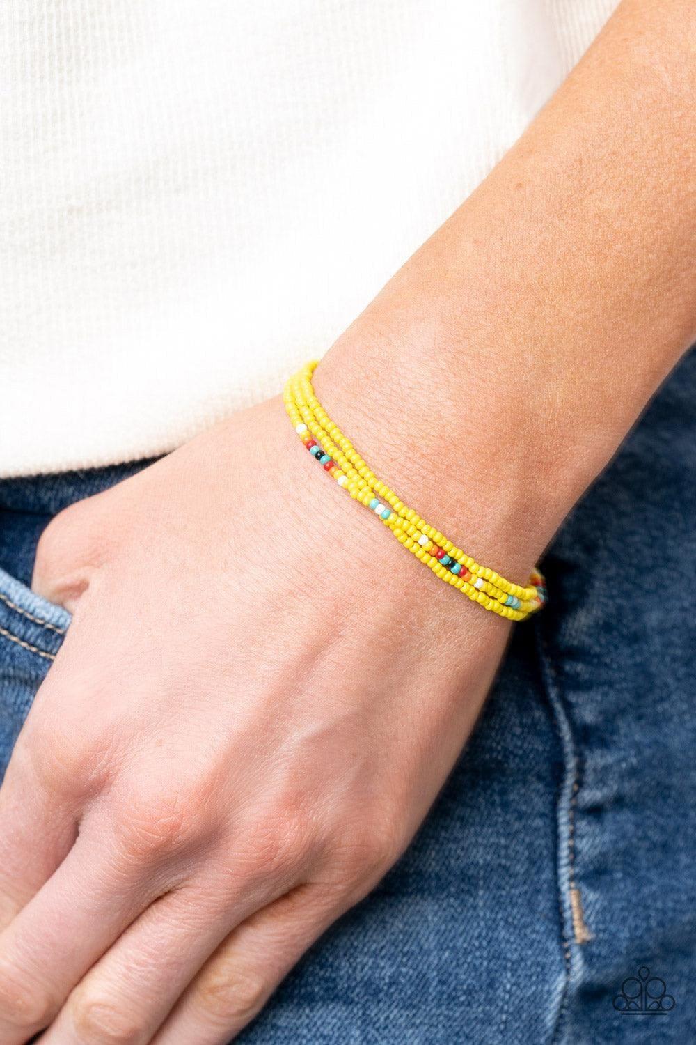 Paparazzi Accessories - Basecamp Boyfriend - Yellow Urban Bracelet - Bling by JessieK