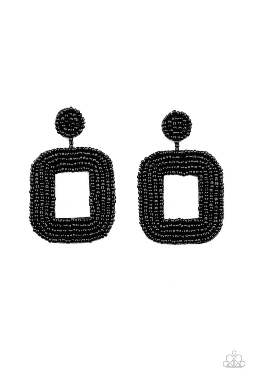 Paparazzi Accessories - Beaded Bella - Black Earrings - Bling by JessieK