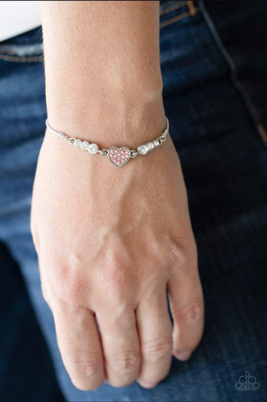 Paparazzi Accessories - Big-hearted Beam - Pink Bracelet - Bling by JessieK