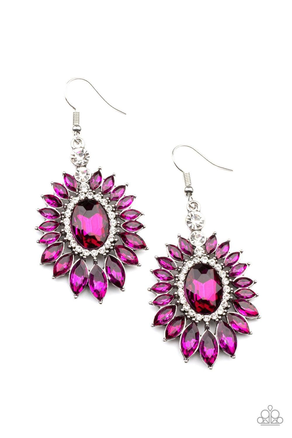 Paparazzi Accessories - Big Time Twinkle - Pink Earrings - Bling by JessieK
