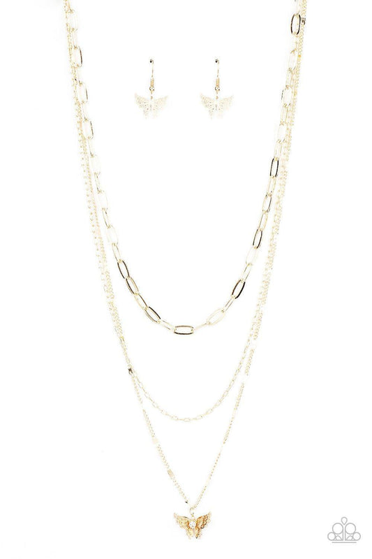Paparazzi Accessories - Bountiful Butterflies - Gold Necklace - Bling by JessieK