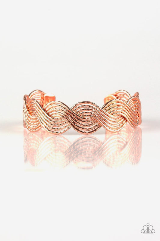 Paparazzi Accessories - Braided Brilliance - Copper Bracelet - Bling by JessieK