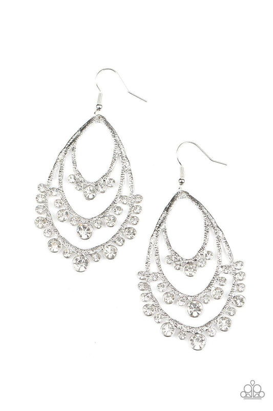 Paparazzi Accessories - Break Out In Tiers - White Earrings - Bling by JessieK