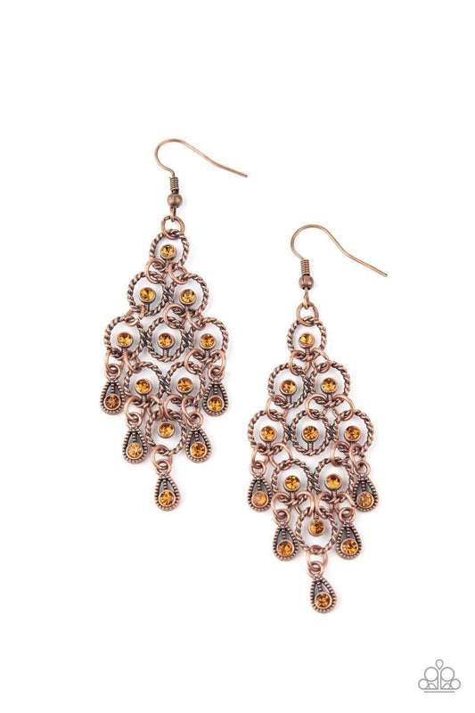Paparazzi Accessories - Chandelier Cameo - Copper Earrings - Bling by JessieK