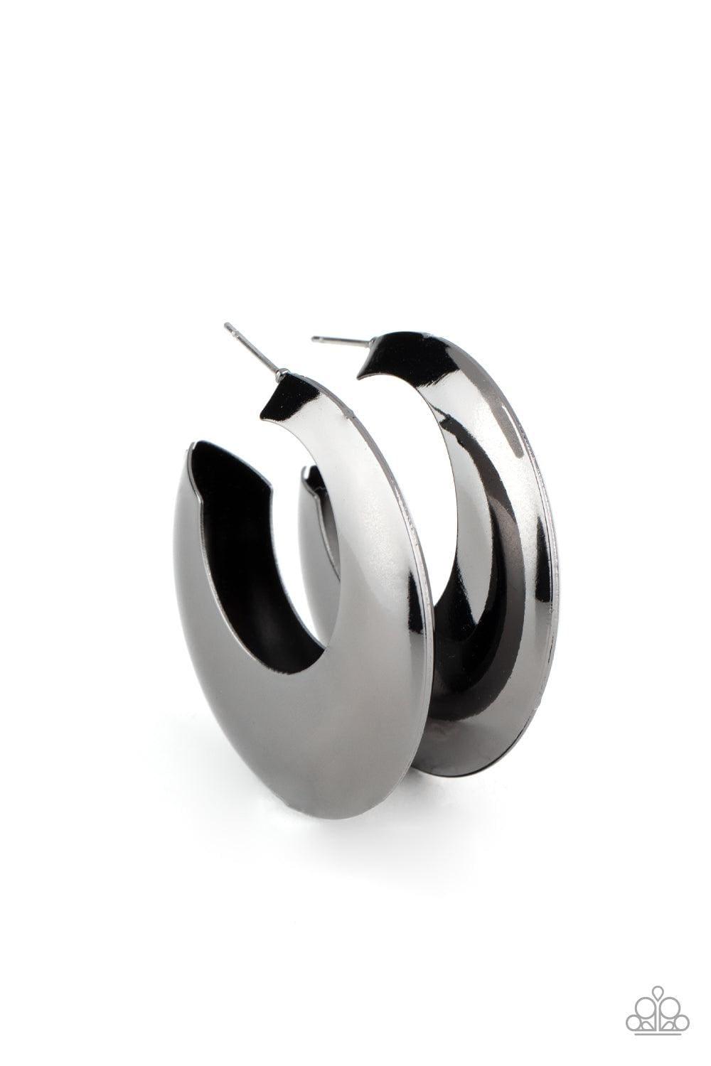 Paparazzi Accessories - Chic Crescento - Black Hoop Earrings - Bling by JessieK