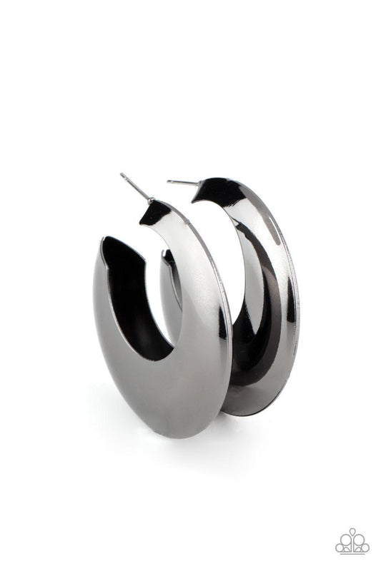Paparazzi Accessories - Chic Crescento - Black Hoop Earrings - Bling by JessieK
