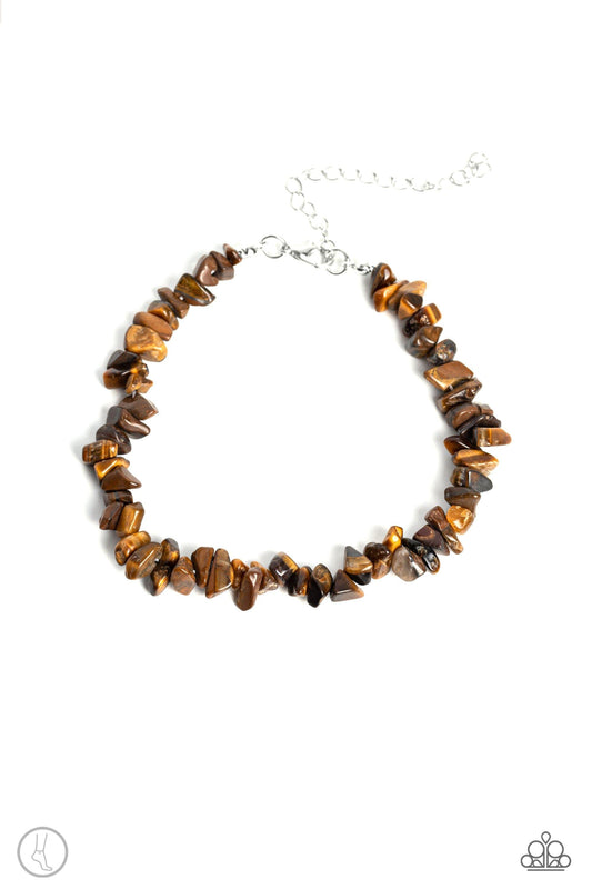 Paparazzi Accessories - Chiseled Coastline - Brown Anklet - Bling by JessieK