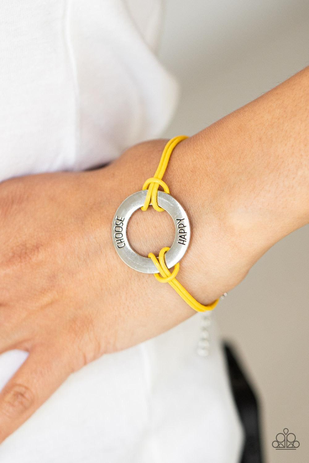 Paparazzi Accessories - Choose Happy - Yellow Bracelet - Bling by JessieK