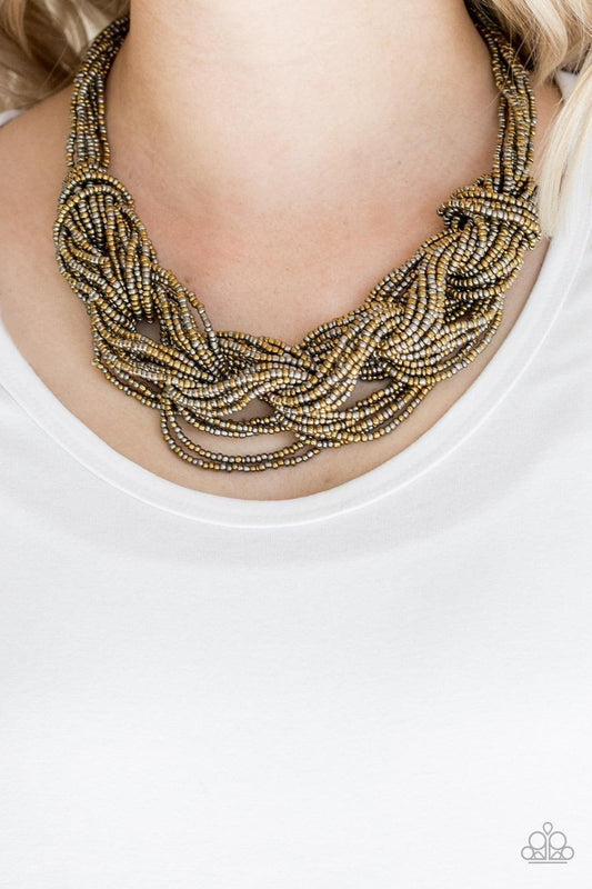 Paparazzi Accessories - City Catwalk - Brass Necklace - Bling by JessieK