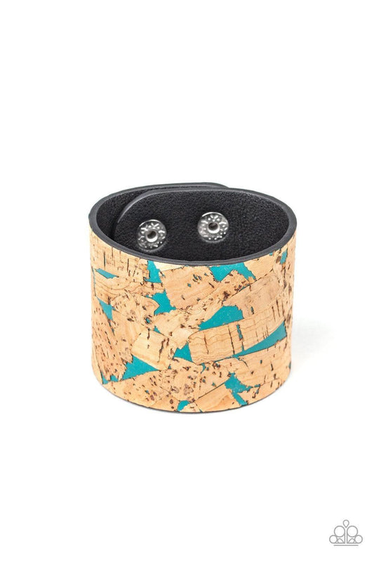 Paparazzi Accessories - Cork Congo - Blue Snap Bracelet - Bling by JessieK