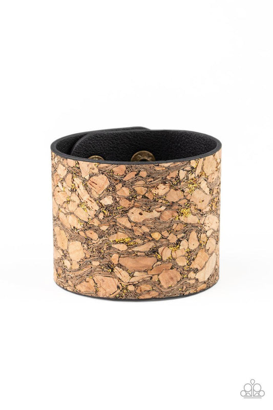 Paparazzi Accessories - Cork Congo - Brass Snap Bracelet - Bling by JessieK