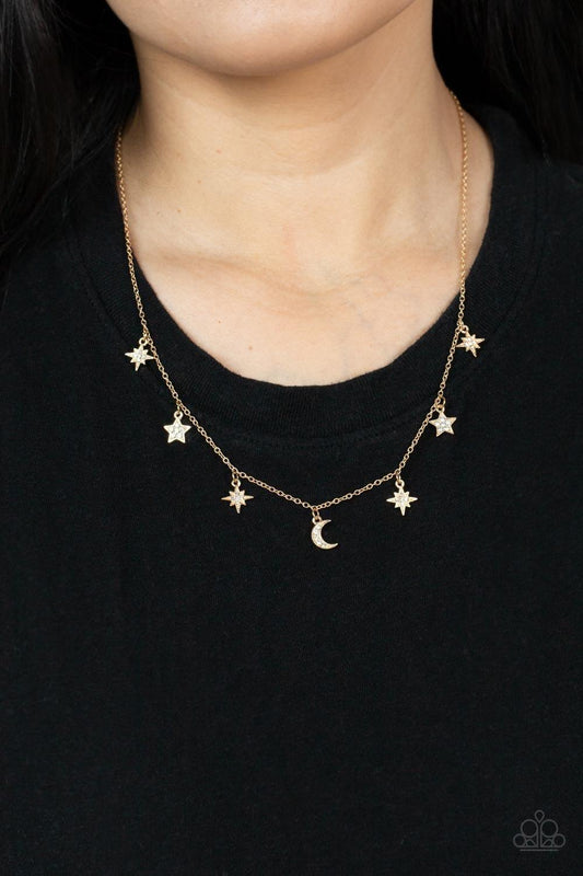 Paparazzi Accessories - Cosmic Runway - Gold Dainty Necklace - Bling by JessieK