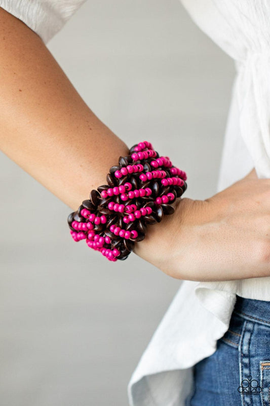 Paparazzi Accessories - Cozy In Cozumel - Pink Bracelet - Bling by JessieK