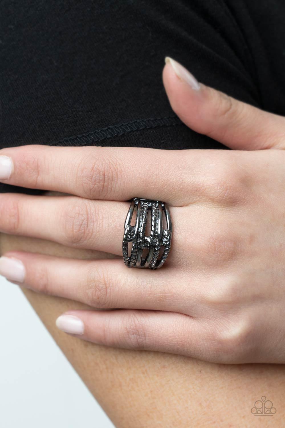 Paparazzi Accessories - Crossing Signals - Black Ring - Bling by JessieK