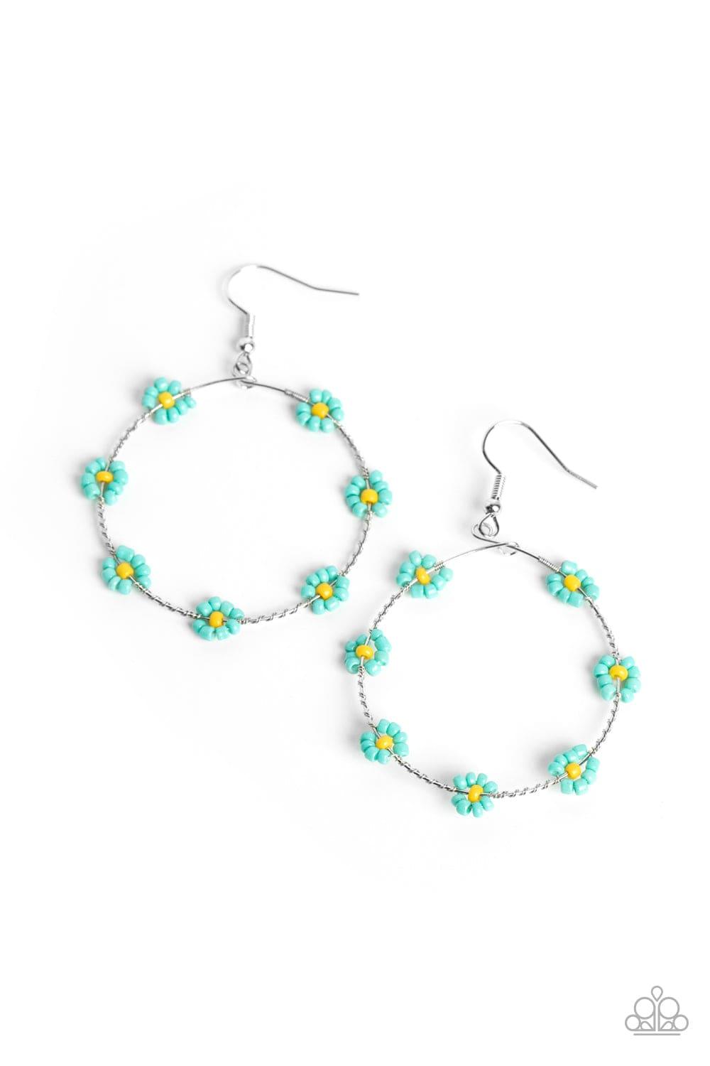 Paparazzi Accessories - Dainty Daisies - Blue Earrings - Bling by JessieK
