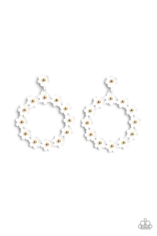 Paparazzi Accessories - Daisy Meadows - White Earrings - Bling by JessieK