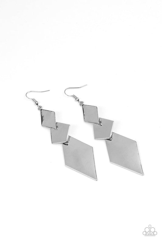 Paparazzi Accessories - Danger Ahead - Silver Earrings - Bling by JessieK