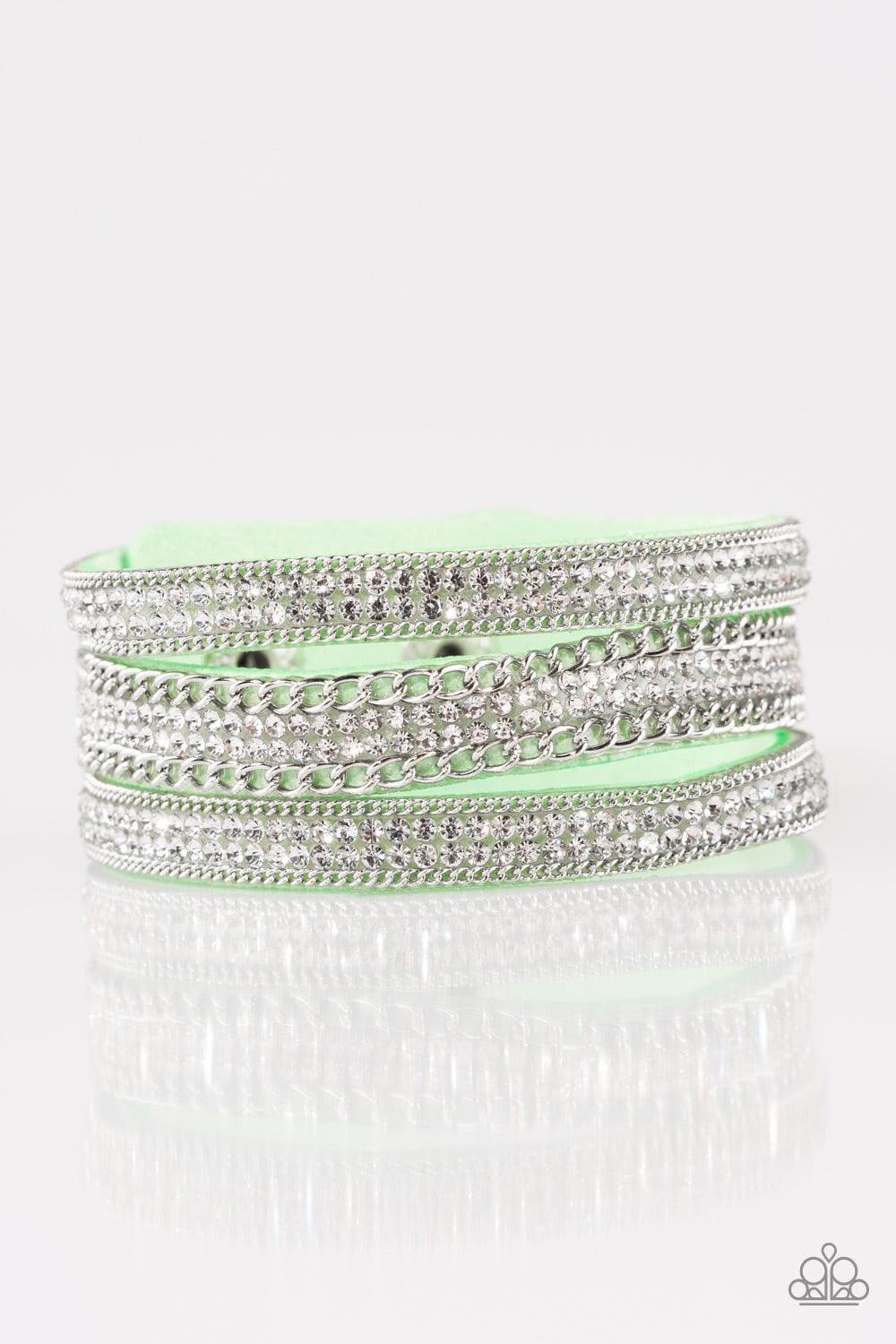 Paparazzi Accessories - Dangerously Drama Queen - Green Snap Bracelet - Bling by JessieK