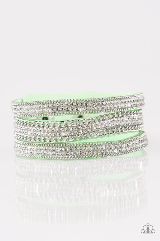 Paparazzi Accessories - Dangerously Drama Queen - Green Snap Bracelet - Bling by JessieK
