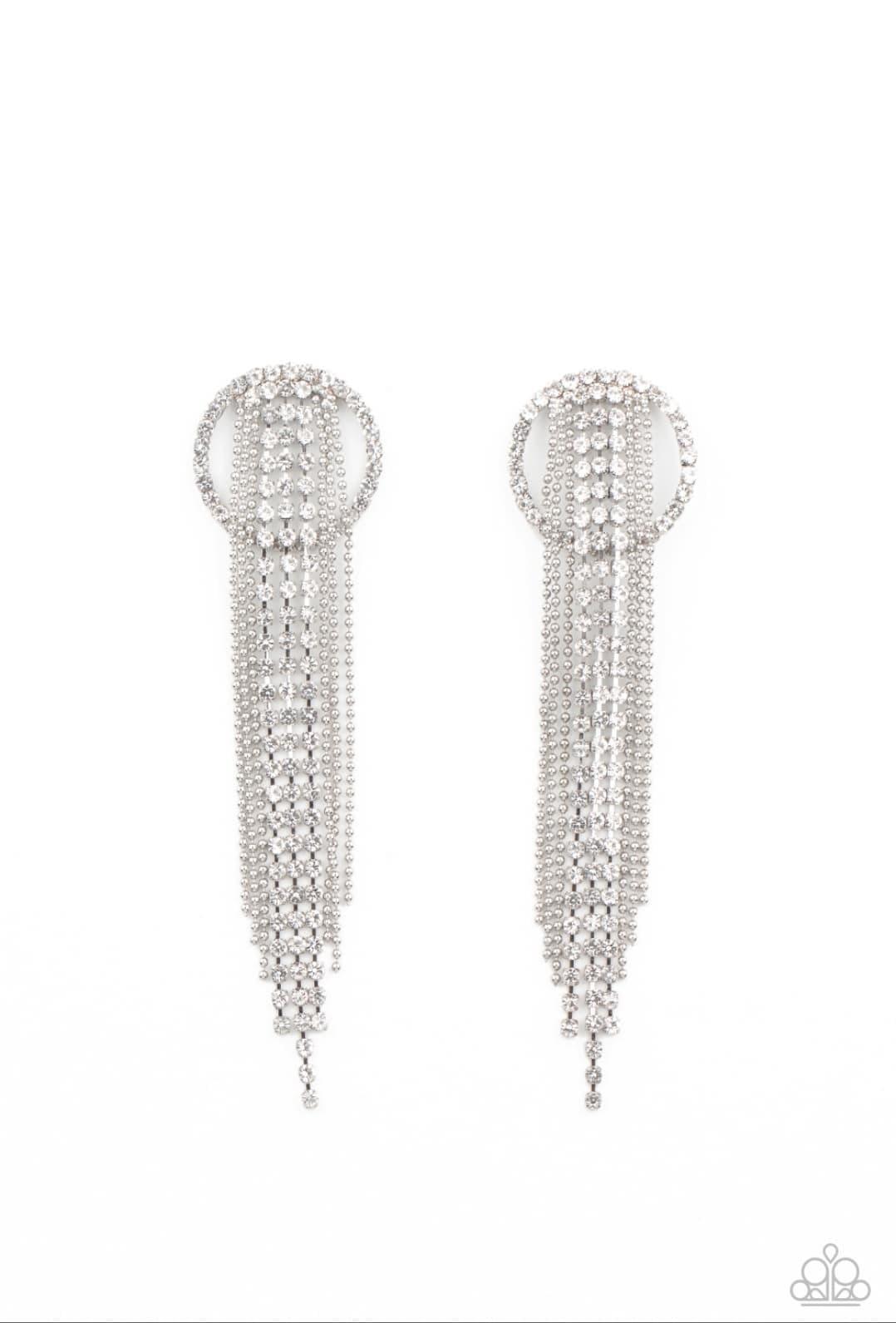 Paparazzi Accessories - Dazzle By Default - White Earring - Bling by JessieK