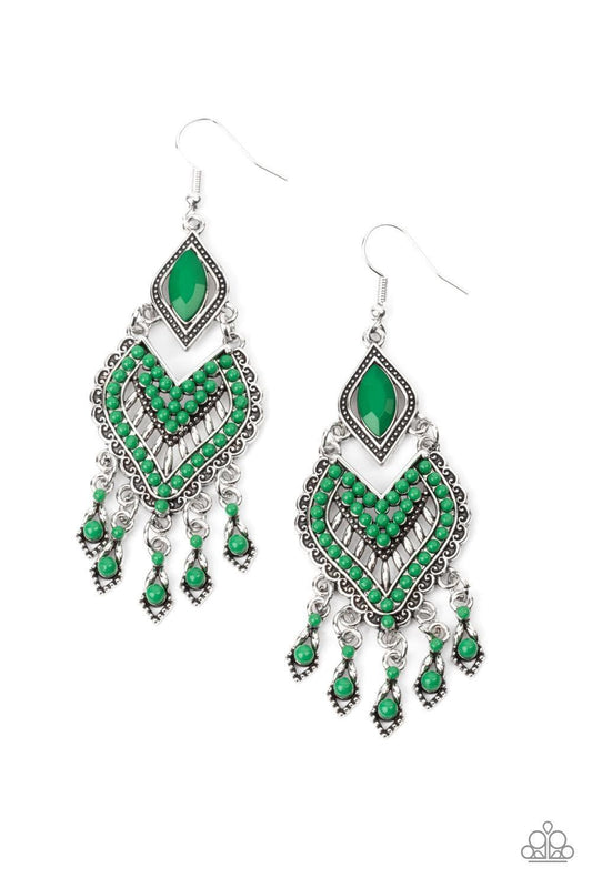 Paparazzi Accessories - Dearly Debonair - Green Earring - Bling by JessieK