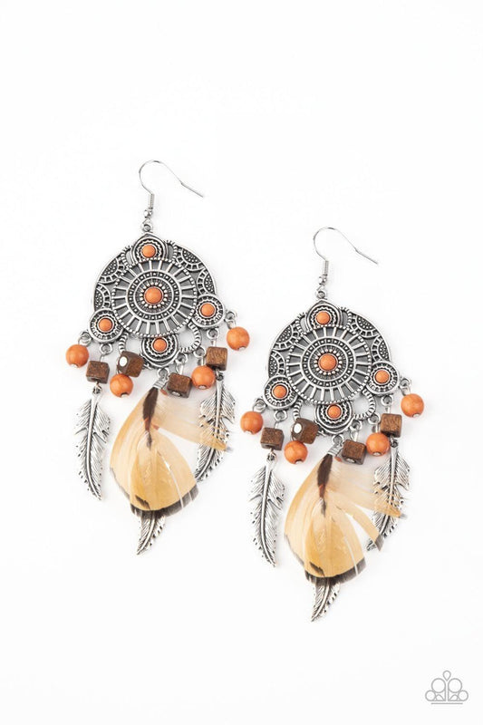 Paparazzi Accessories - Desert Plains - Orange Earrings - Bling by JessieK