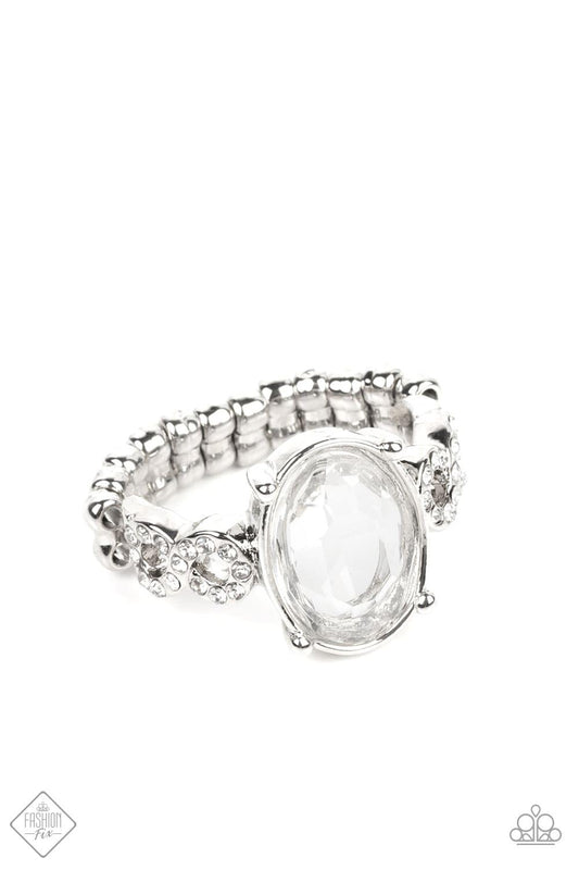 Paparazzi Accessories - Devoted To Dazzle - White Ring - Bling by JessieK