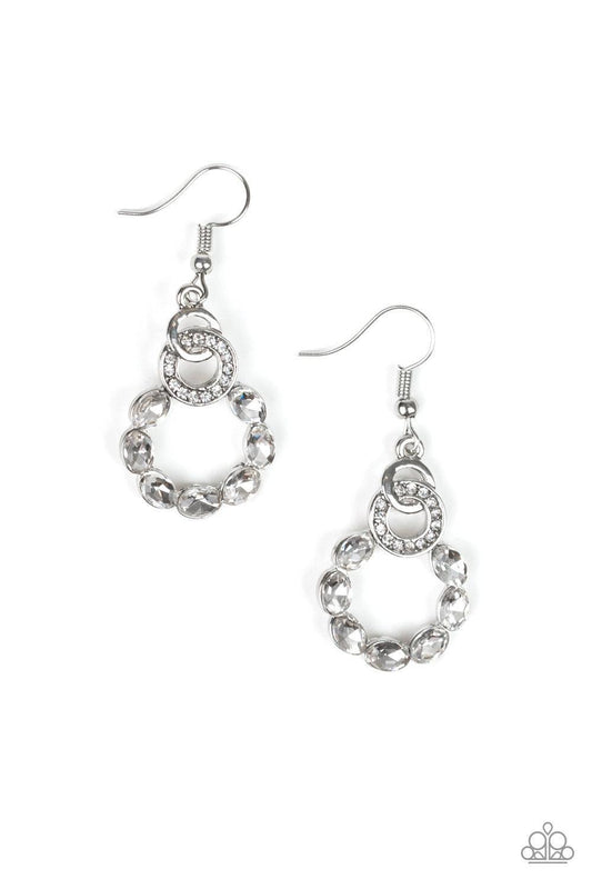 Paparazzi Accessories - Diamond Deluxe - White Earrings - Bling by JessieK