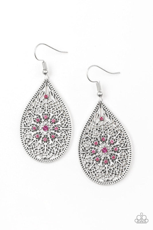 Paparazzi Accessories - Dinner Party Posh - Pink Earrings - Bling by JessieK