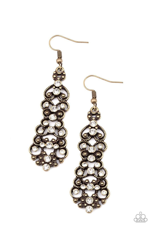 Paparazzi Accessories - Diva Decorum - Brass Earring - Bling by JessieK