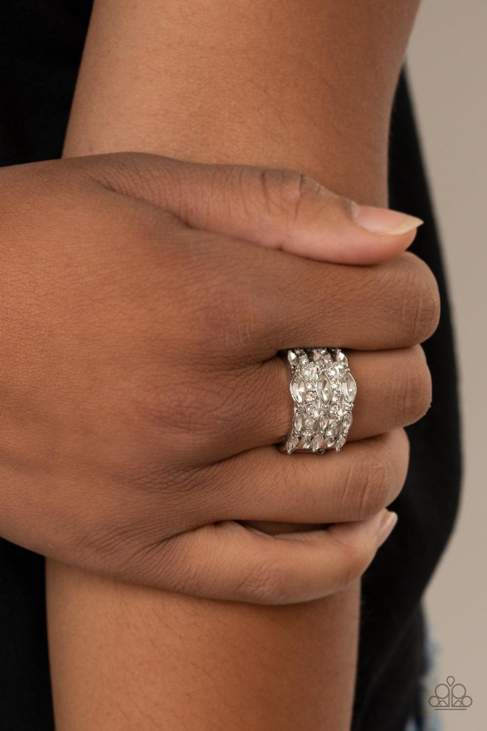 Paparazzi Accessories - Diva Diadem - White Ring - Bling by JessieK