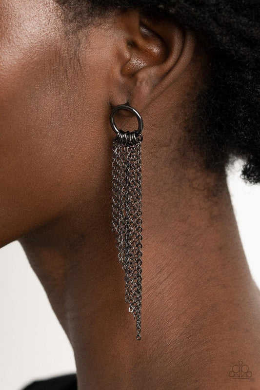 Paparazzi Accessories - Divinely Dipping - Black Earrings - Bling by JessieK