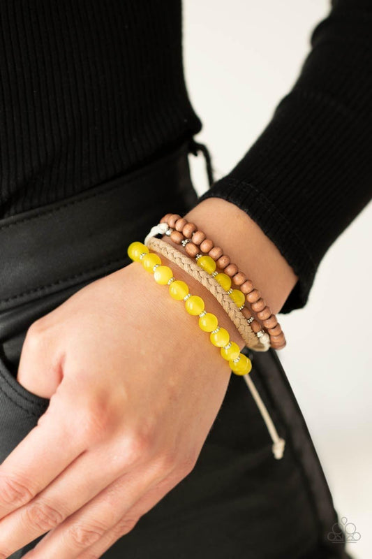 Paparazzi Accessories - Down Homespun - Yellow Urban Bracelet - Bling by JessieK