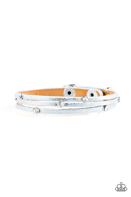 Paparazzi Accessories - Drop a Shine - Blue Snap Bracelet - Bling by JessieK