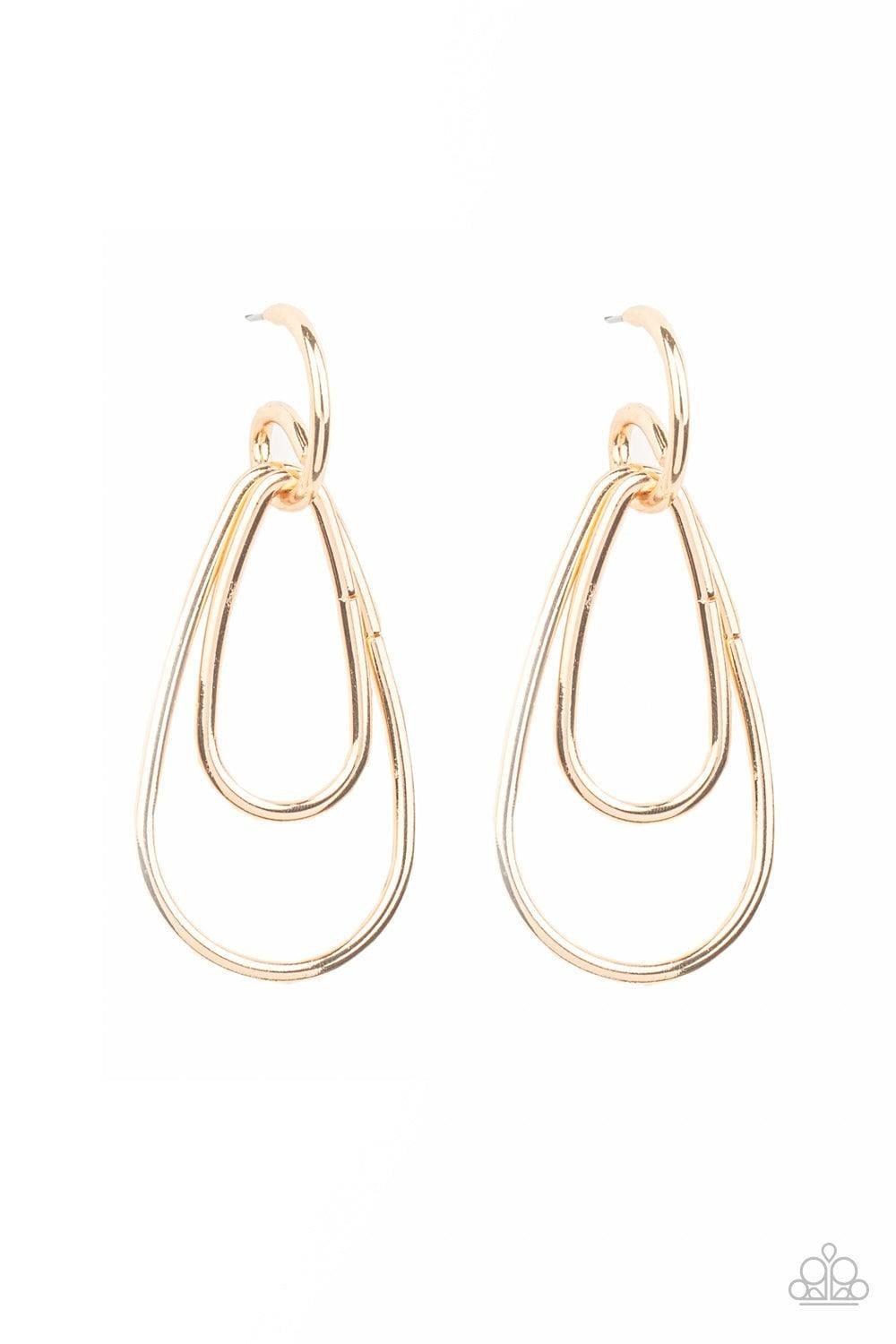 Paparazzi Accessories - Droppin Drama - Gold Earrings - Bling by JessieK