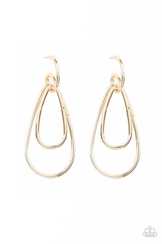 Paparazzi Accessories - Droppin Drama - Gold Earrings - Bling by JessieK