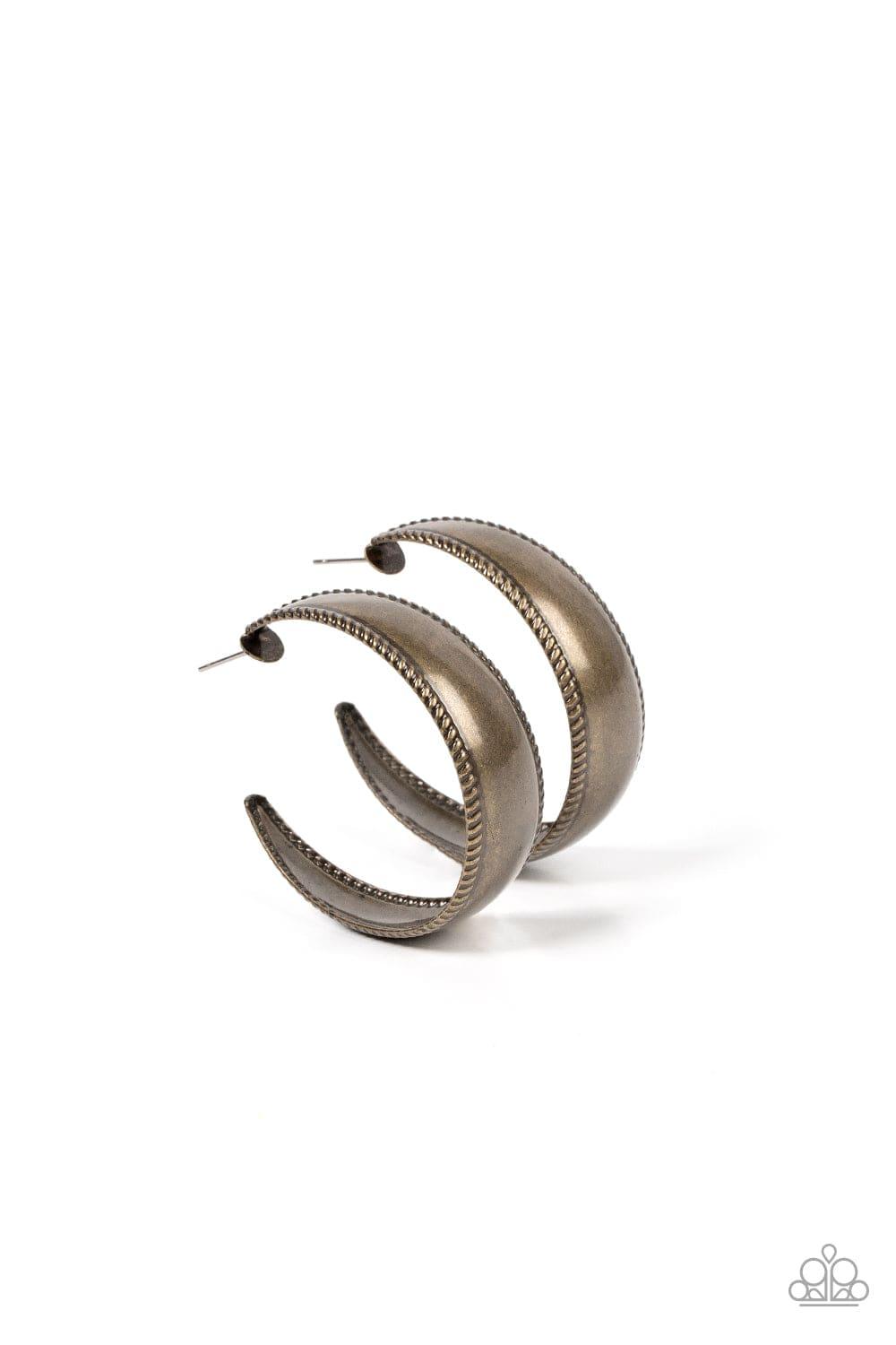 Paparazzi Accessories - Dune Dynasty - Brass Hoop Earrings - Bling by JessieK