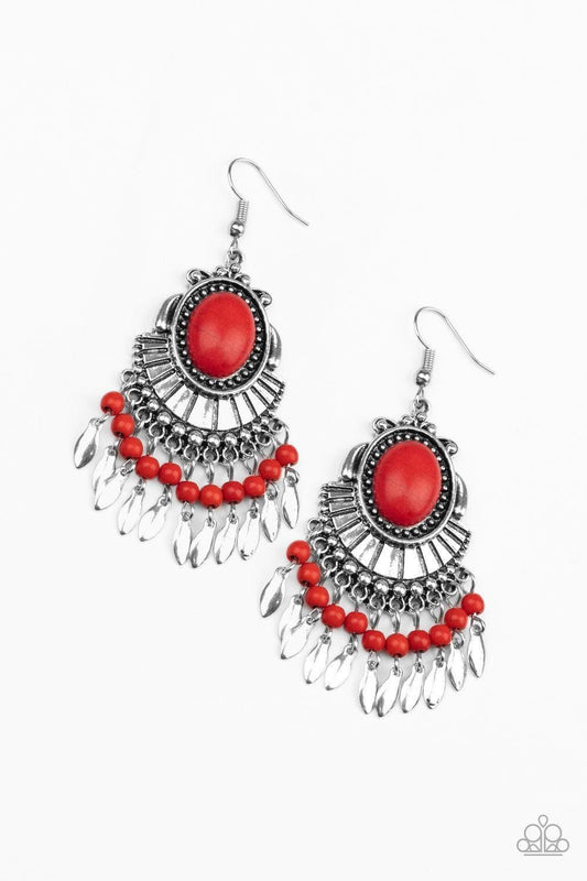 Paparazzi Accessories - Eco Trip - Red Earrings - Bling by JessieK