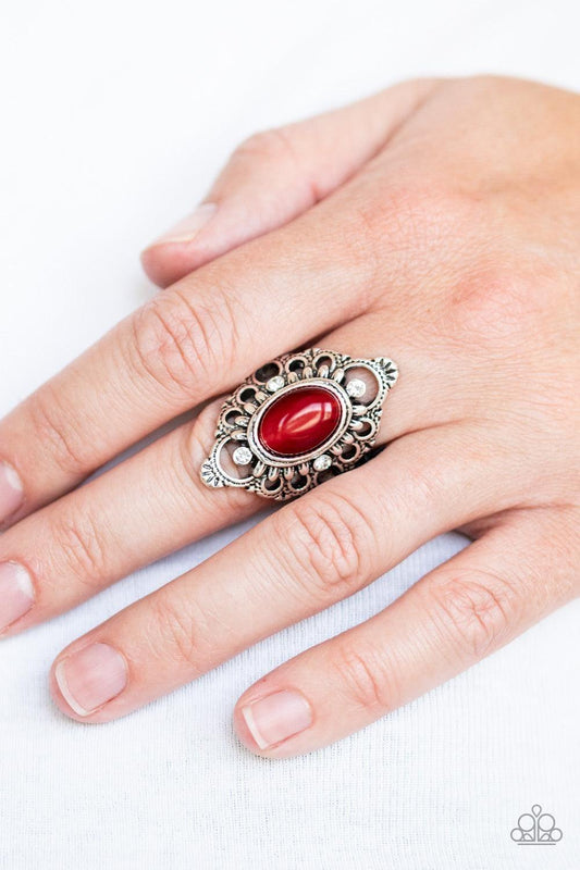 Paparazzi Accessories - Elegantly Enchanted - Red Ring - Bling by JessieK