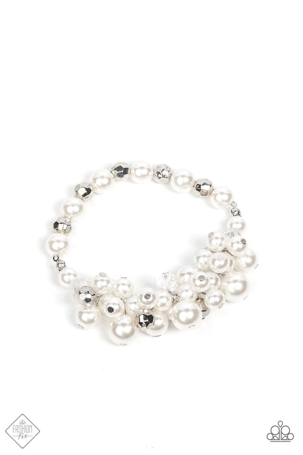 Paparazzi Accessories - Elegantly Exaggerated - White Bracelet - Bling by JessieK