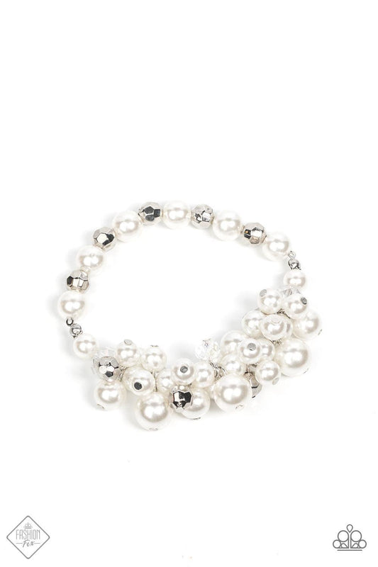 Paparazzi Accessories - Elegantly Exaggerated - White Bracelet - Bling by JessieK