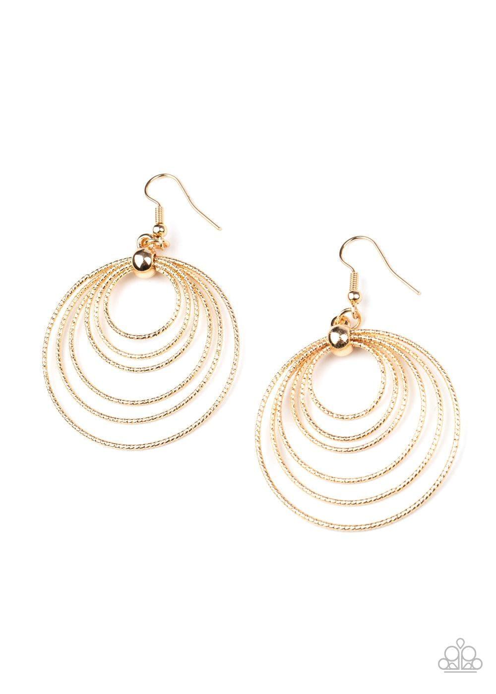 Paparazzi Accessories - Elliptical Elegance - Gold Earrings - Bling by JessieK
