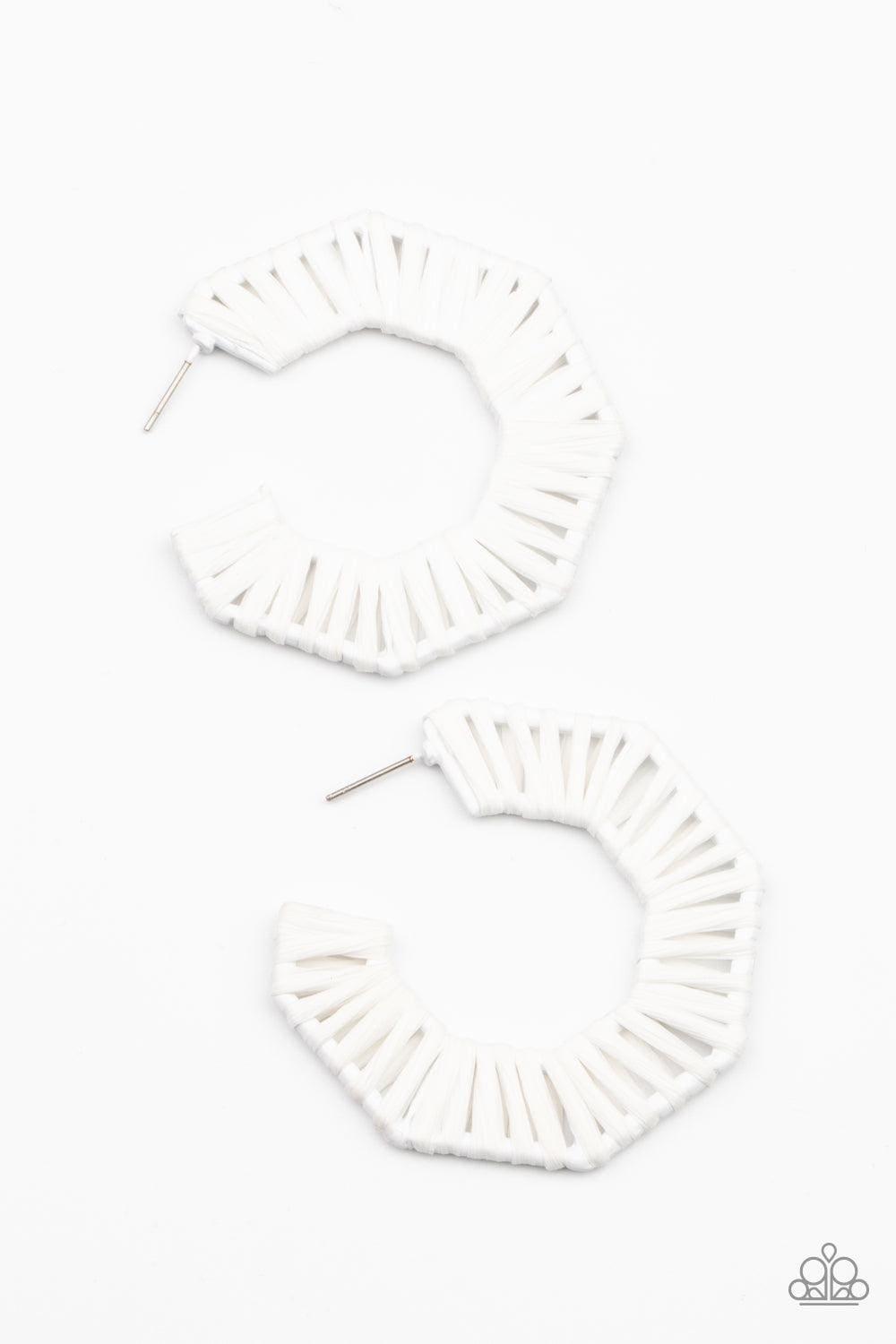 Paparazzi Accessories - Fabulously Fiesta - White Hoop Earrings - Bling by JessieK