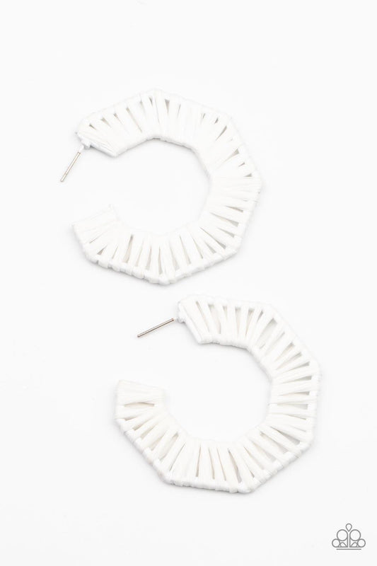 Paparazzi Accessories - Fabulously Fiesta - White Hoop Earrings - Bling by JessieK