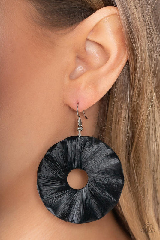 Paparazzi Accessories - Fan The Breeze - Black Earrings - Bling by JessieK