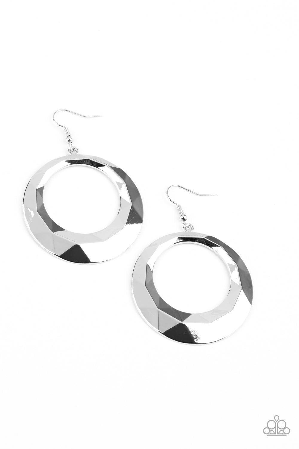 Paparazzi Accessories - Fiercely Faceted - Silver Earrings - Bling by JessieK